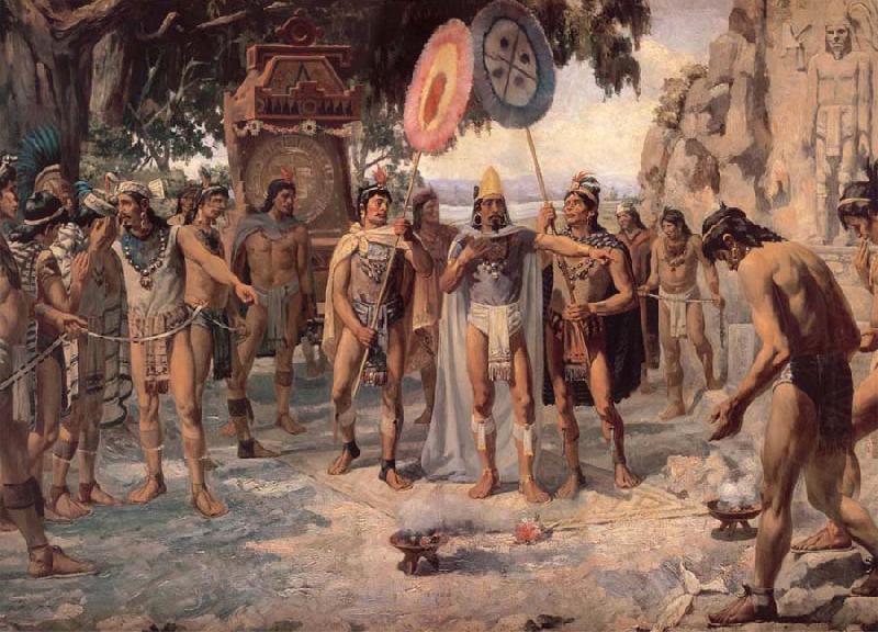 Montezuma responds to Chapultepec for develar the esculturos of its ancestros, unknow artist